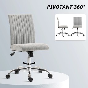 HOMCOM Scaun Birou Rotativ Fără Cotiere Înălțime Reglabilă Țesătură Gri | Aosom Romania