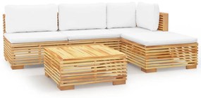 3100855 vidaXL Set mobilier grădină cu perne, 5 piese, lemn masiv de tec