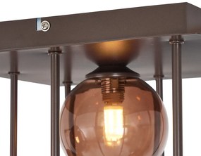 Plafonieră de design bronz cu sticlă bronzată 9 lumini - Athens