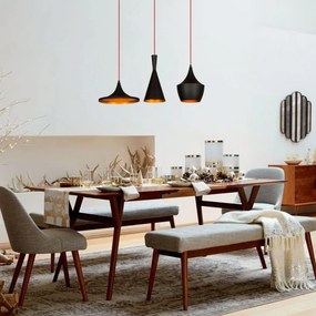 Lustra 3 Becuri Elmas - 3561, Soclu E27, Max. 40W, Culoare Negru / Auriu