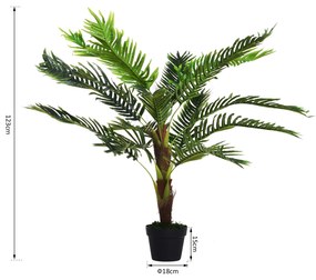 Outsunny Planta Artificiala Palmier Cycas Inaltime 123cm, Planta Artificiala cu Ghiveci Inclus, Decoratiune pentru Casa si Gradina | Aosom Romania