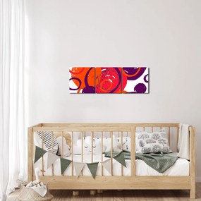 Tablou - Motiv cercuri în culori calde (cu ceas) (90x30 cm)