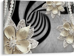 Tablou - 3D Flori aurii (70x50 cm)