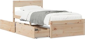 vidaXL Cadru pat fără saltea, 100x200 cm, lemn masiv pin