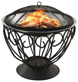 313360 vidaXL Vatră de foc 2-în-1, grătar/vătrai, 59x59x60 cm oțel inoxidabil