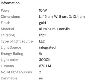 Aplica LED ambientala stil minimalist Merano II aurie