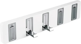 Cuier cu 5 agatatori Ferro Emotion alb - inox