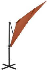 Umbrela suspendata cu stalp si LED-uri, caramiziu, 250 cm Terracota, 250 cm