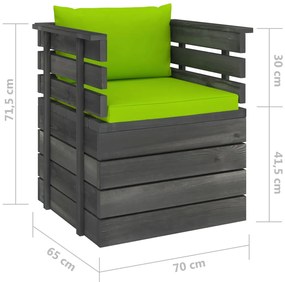 Set mobilier gradina din paleti cu perne, 7 piese, lemn molid verde aprins, 7