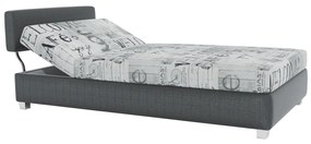 Pat de zi poziţionabil, gri închis/model, DOMEN NEW