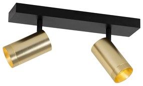 Spot de tavan negru cu auriu reglabil cu 2 lumini - Jeana Luxe