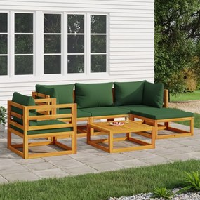 3155311 vidaXL Set mobilier de grădină cu perne verzi, 6 piese, lemn masiv