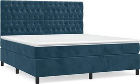 vidaXL Pat box spring cu saltea, albastru închis, 180x200 cm, catifea