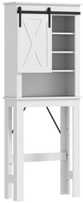 HOMCOM Mobilier WC deasupra toaletei cu ușă glisantă, cu 6 compartimente de depozitare, alb | Aosom Romania