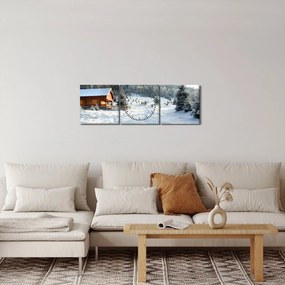 Tablou - Cabană de munte (cu ceas) (90x30 cm)