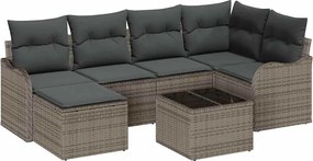 vidaXL Set de canapele pentru grădină cu pernă 7 pcs Gri Rattan poli
