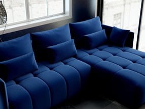 Colțar extensibil dumonde cu ladă de depozitare si sezut confortabil din spuma high-density, Malta Royal Blue II 235x185 cm