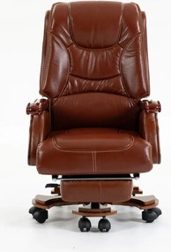 EXECUTIVE COMFORT 8007 –Scaun directorial din piele naturala si lemn masiv, Masaj in 9 puncte si Incalzire, rezistent 150 kg, Maro Inchis