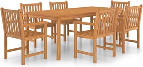 vidaXL Set de mobilier de grădină cu 7 piese, 200x100 cm, lemn masiv de tec