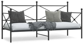 vidaXL Pat de zi fără saltea Negru 90x190 cm Oțel