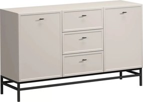 Comodă Lorini 150 cm cu sertare - cașmir / mânere negre T-bar / cadru