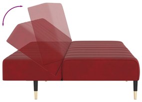 Canapea extensibila cu 2 locuri, rosu vin, catifea Bordo, Fara scaunel pentru picioare Fara scaunel pentru picioare