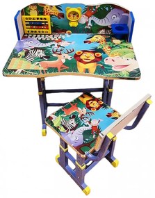 Birou cu scaunel pentru copii, 69x45x62 cm, Zoo, Albastru - MSP-61