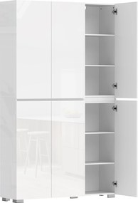 HOMCOM Bufet înalt pentru bucătărie dulap de bucătărie cu finisaj lucios 6 uși cu închidere silențioasă rafturi reglabile alb | Aosom Romania