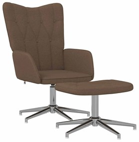 327603 vidaXL Scaun de relaxare cu taburet, maro, textil