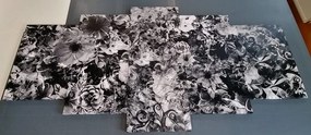 Tablou 5-piese  flori în design alb-negru