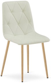 Scaun Bucatarie/Dining Fido Material Textil Bej Picioare Metalice Finisaj Lemn