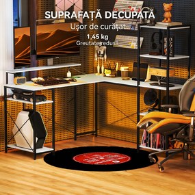 HOMCOM Birou de Colț pentru Computer în Formă de L cu Bibliotecă, 137x140x139,5 cm, Negru | Aosom Romania