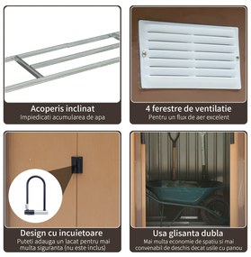 Casuta pentru Gradina, sopron pentru Unelte, magazie din Lamiera de Otel, pentru depozitare si organizare 213x127x185cm Outsunny | Aosom RO