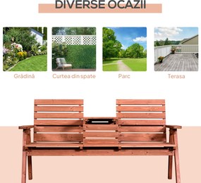 Set 2 Scaune de Gradina cu Masuta Outsunny, Lemn 160x70x85cm | Aosom Romania