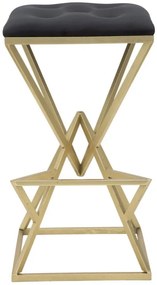 Scaun de bar negru/auriu din catifea si metal, Pyramid Mauro Ferretti