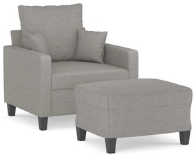 3153437 vidaXL Fotoliu canapea cu taburet, gri deschis, 60 cm, textil