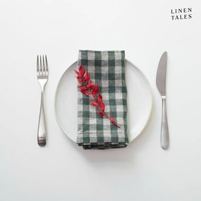 Șervețele 2 buc. din in 40x40 cm Forest Green Gingham – Linen Tales