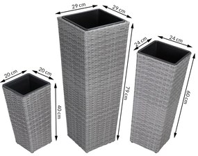 Deuba Set 3 ghivece de flori - gri