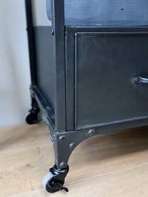 Etajera din metal si lemn, cu 4 sertare, stil industrial