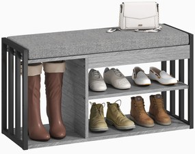 HOMCOM Suport pentru pantofi cu bancă de ședere, mobilier de hol pentru pantofi, dulap cu design în 3 trepte, pentru hol, intrare, camera de zi, dormitor, Gri | Aosom Romania