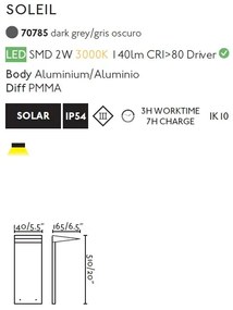 Stalp LED solar iluminat exterior ambiental IP54 SOLEIL