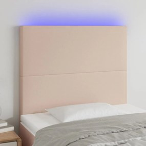 3122233 vidaXL Tăblie de pat cu LED, cappuccino, 100x5x118/128 cm, piele eco