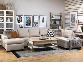 Colțar Scandinavian Choice C157Negru, Beige, 344x199x80cm, Picioare: Plastic