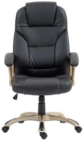 RESIGILAT- Scaun directorial DESMOND, recliner, pivotant, inaltime reglabila, rezistent 150 kg, piele PU, Negru