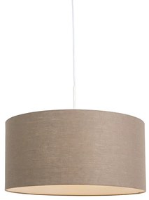 Lampă suspendată rustică albă cu abajur maro 50 cm - Combi 1