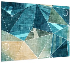 Tablou pe sticlă - Abstract turcoaz (70x50 cm)
