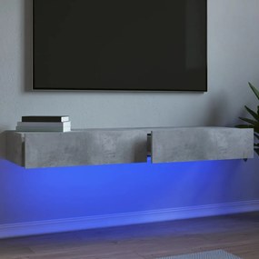 842893 vidaXL Comode TV cu lumini LED, 2 buc., gri beton, 60x35x15,5 cm