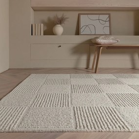 Covor fildeș țesut manual din lână 200x290 cm Zennith Grid – Asiatic Carpets
