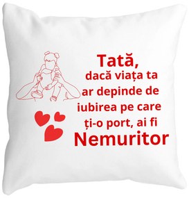 Perna Decorativa pentru Tata 2,40x40 cm, Alba, Mata, Husa Detasabila, Burduf