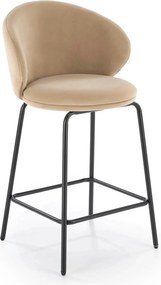 Scaun bar cu spatar inalt H121, bej - Mavel 38/negru, stofa catifelata